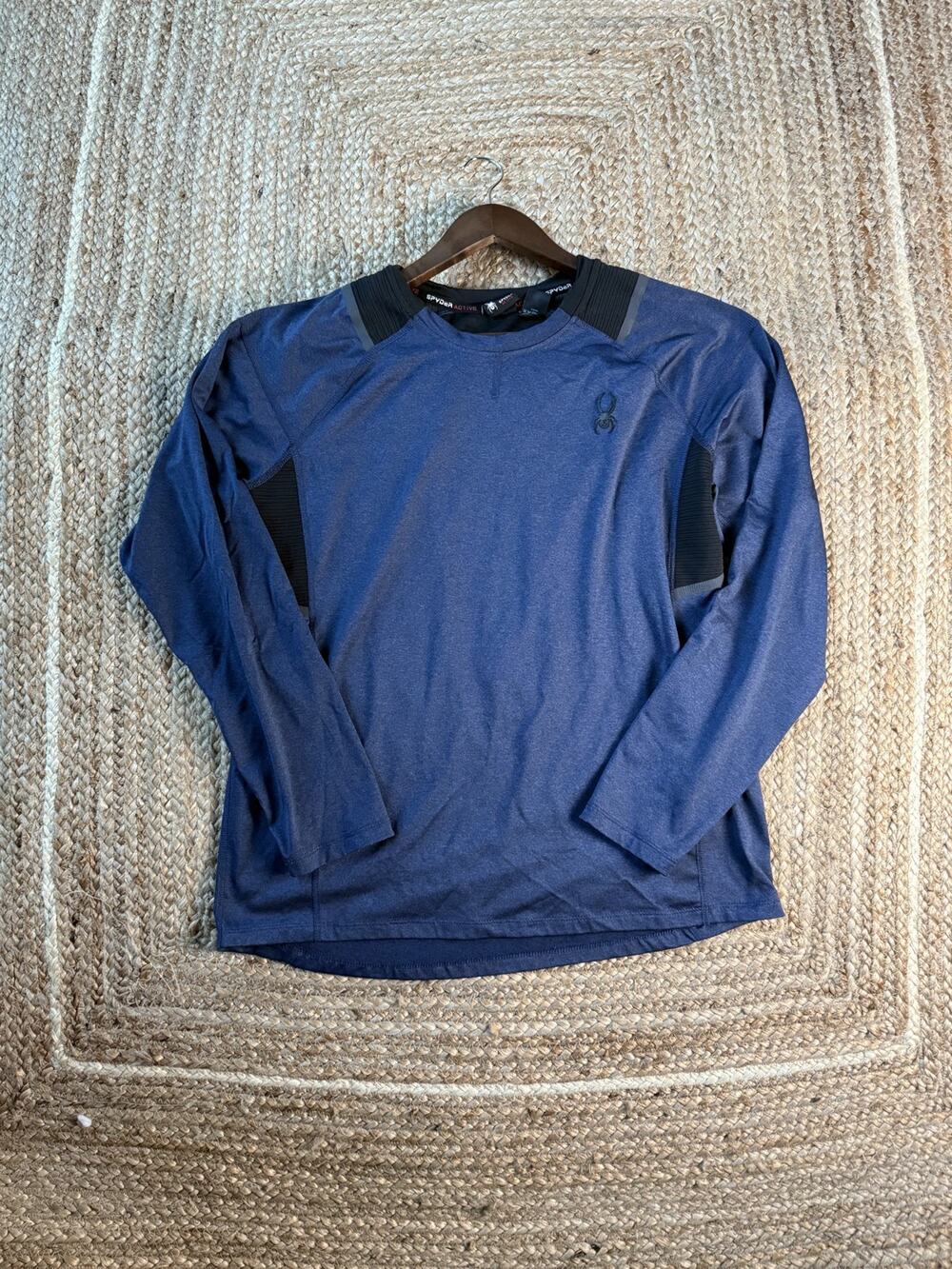 SPYDER Mens M Blue Black Colorblock Active Long Sleeve